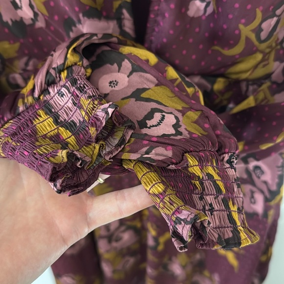 Free People Morning Light Satin Floral Printed Mini Dress Sz 10 - Picture 10 of 17